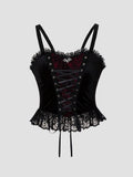 Y2K Gothic Style Sexy Top Fashion Sleeveless Waistcoat Backless Lace T-shirt Women Elegant Retro Underwear  Summer Outwear