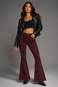 Leopard Print Bell Bottom Pant in Burgundy